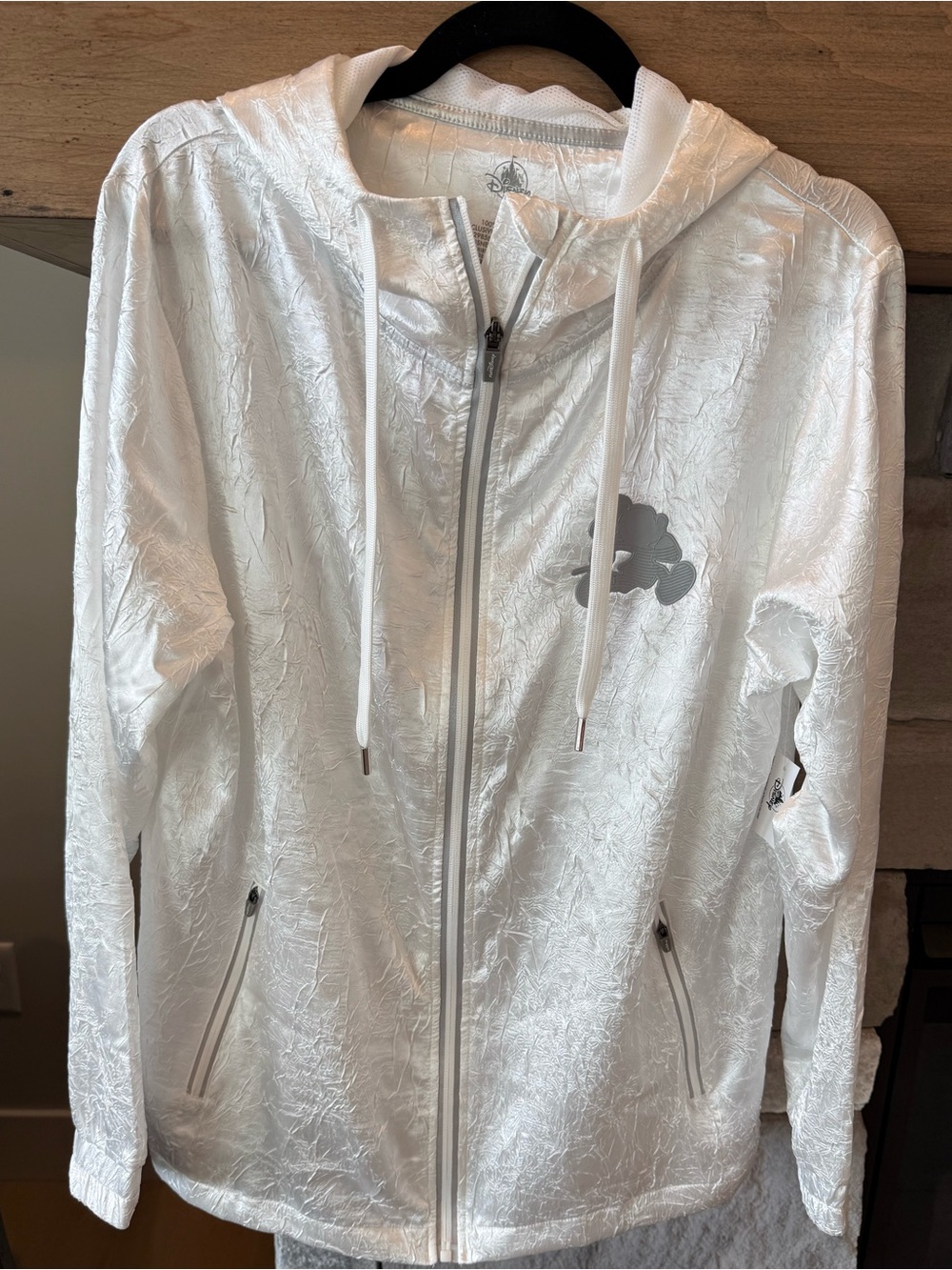NWT Run Disney White Hooded Zip Windbreaker